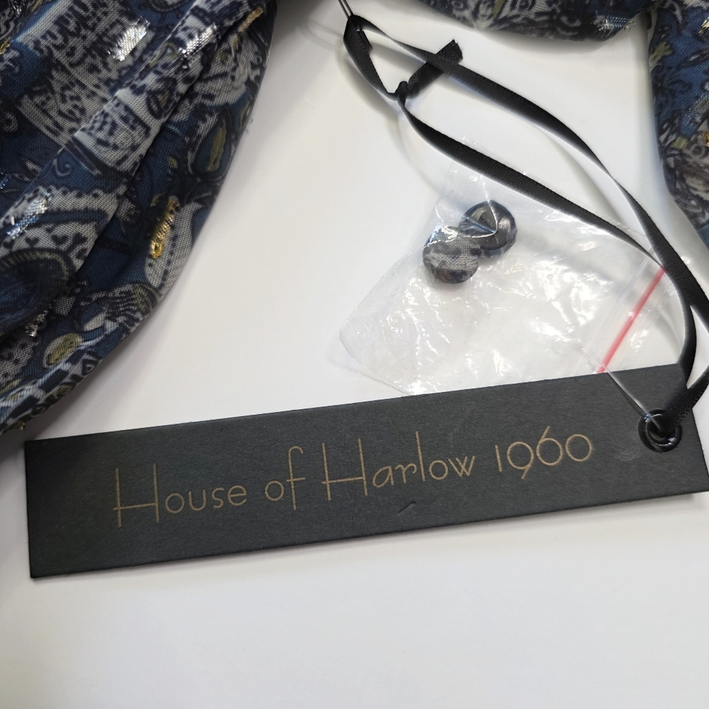 House of Harlow 1960 "Alba" Blue Mosaic Surplice Mini Dress | Size XS | - Picture 14 of 15